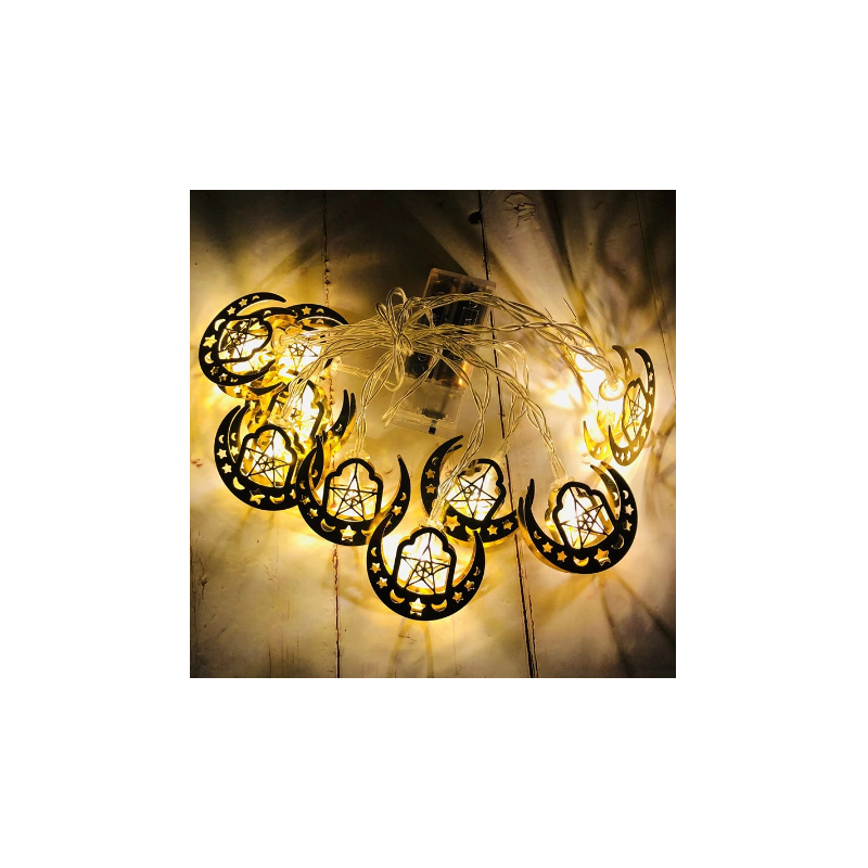 Guirlande lumineuse Led en forme d'étoile et de lune, décoration